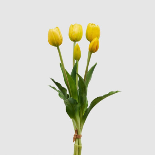 Ramo de Tulipanes Artificiales Tacto Natural en Amarillo
