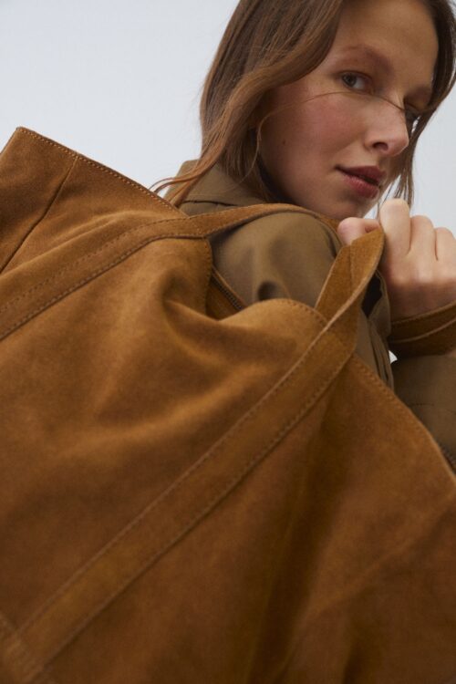 Bolso Shopper Suede Camel