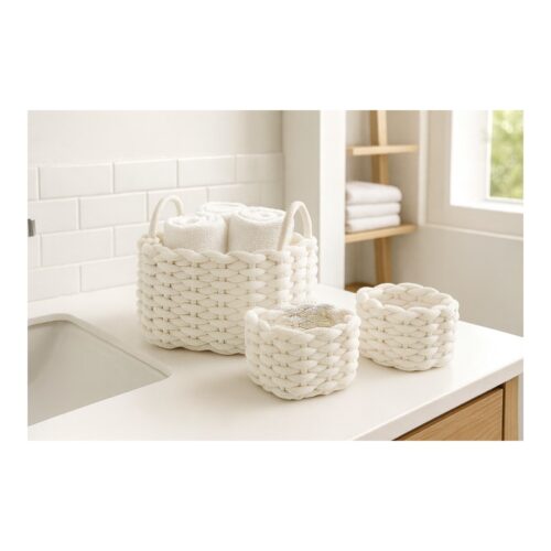 Set 3 cestas cuerda blanco crudo