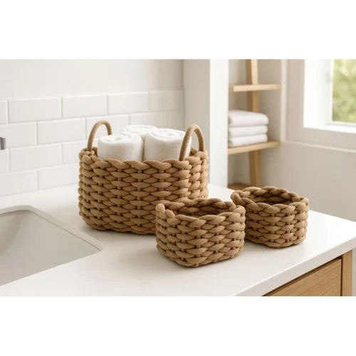 Set 3 cestas cuerda beige