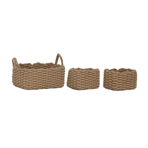 Set 3 cestas cuerda beige - Imagen 4